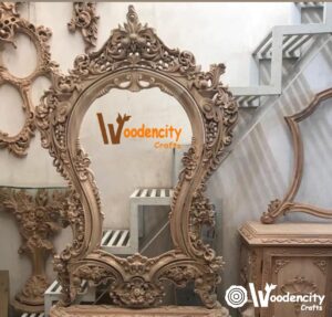 Classic Heavy Carving Teak Wood Mirror Frame 60x42 | Wooden City Crafts
