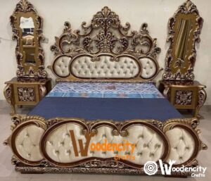 King Size Hand Carving Maharaja Bed | Wooden City Crafts
