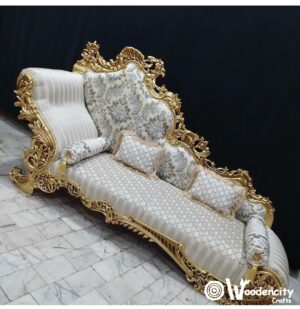3 seater Royal Couch diwan with gold finish | Wooden City Crafts