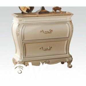 Hand Curved Night Stand White deco Golden Touch | Wooden City Crafts