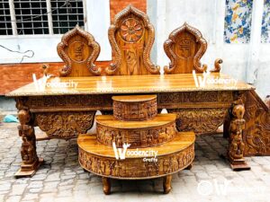 Wooden Legend Full Carved  Singhasan | Wooden City Crafts