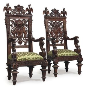 Antique Style Hand Carved Pair Of Chair l Wooden City Crafts
