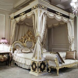 Luxury Hand Carved Canopy Bed | Wooden City Crafts