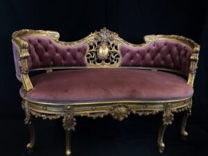 French Style Antique Gold Finish Carved Loveseat | Wooden City Crafts