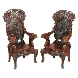 Antique Lucknow Style Carved Chair l Wooden City Crafts