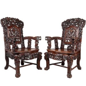 Antique Jaipur Style Carved Chair l Wooden City Crafts