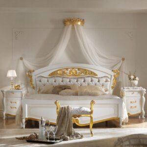 French Style Luxury Carved Crown Bed | Wooden City Crafts