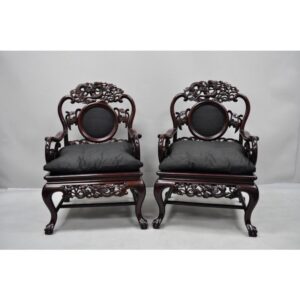 Indian Vintage Style Carved Pair Of Chair l Wooden City Crafts